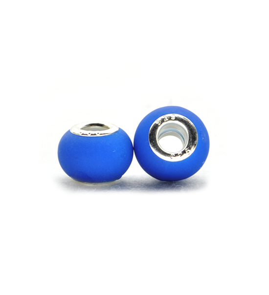 Perla ciambella fluorescente (2 pezzi) 14x10 mm - Blu
